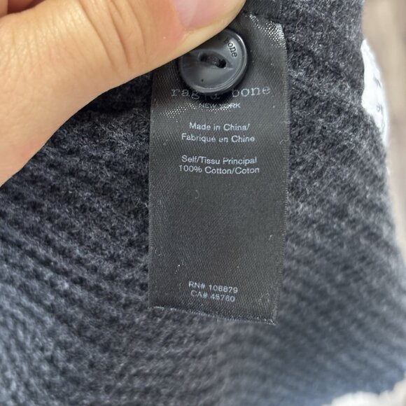 Rag & Bone Shirt Men’s M Gray Waffle Cotton Henley Heavy Gauge Thermal Preppy - Picture 12 of 16
